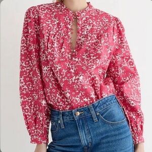NWT J. Crew Fuchsia Pink Floral Button-Front Blouse
